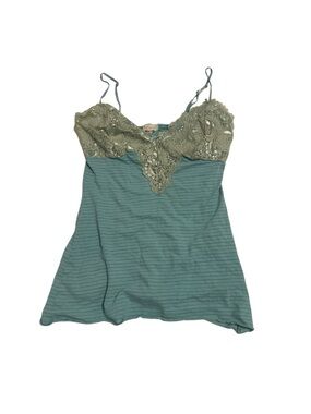 Lace-Trim Teal & Olive Striped Camisole by testament